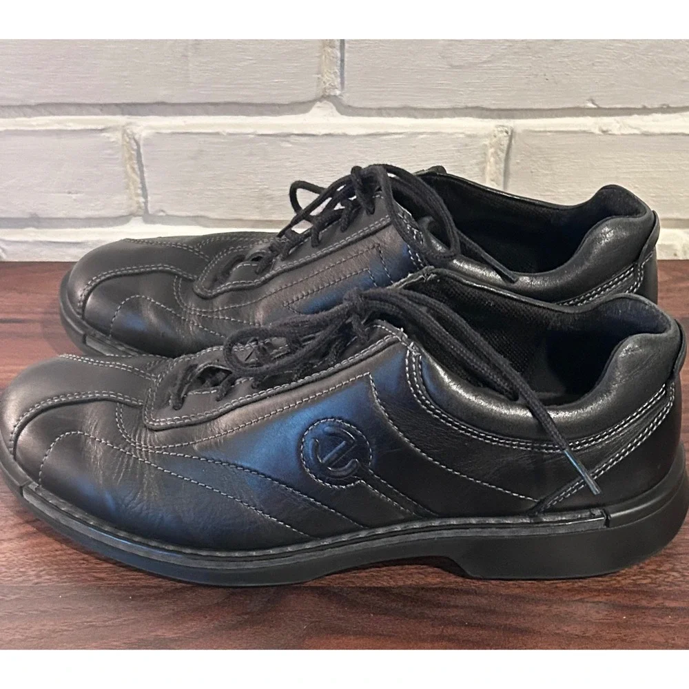 ECCO Light Shock Point Mens Black Leather‎ Lace Up Oxford Shoes EU 44 US 10-10.5